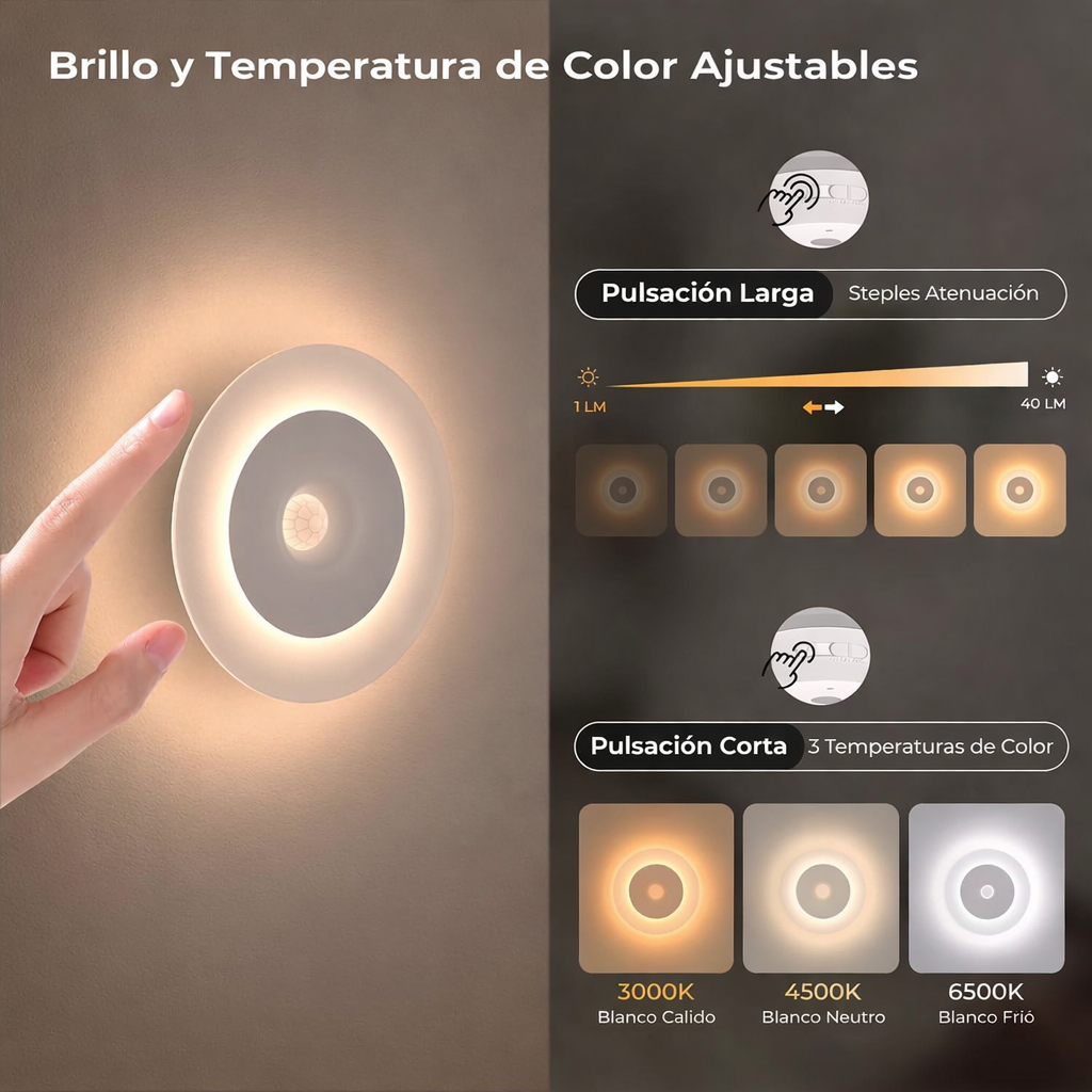Luz nocturna led con detector de movimiento