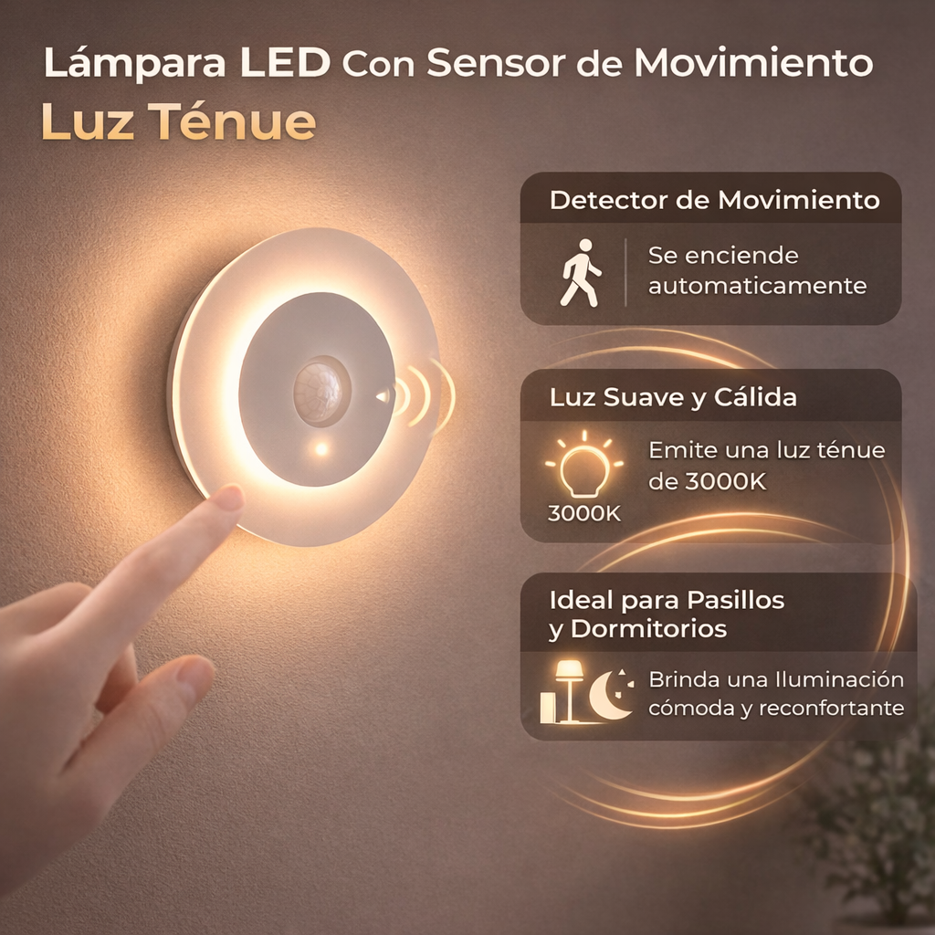 Luz nocturna led con detector de movimiento